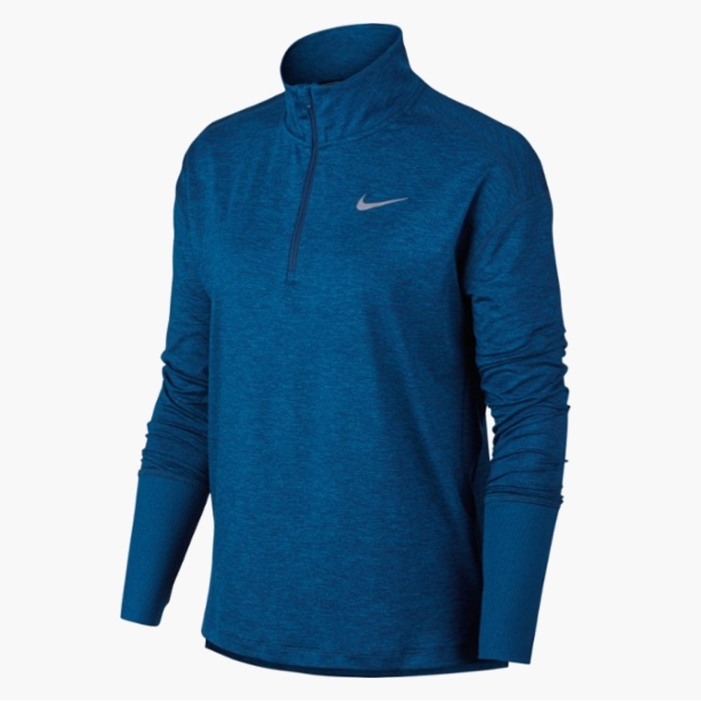Nike Running Dri Fit Long Sleeve Quarter Zip Pullover Top Teal Blue Size Small